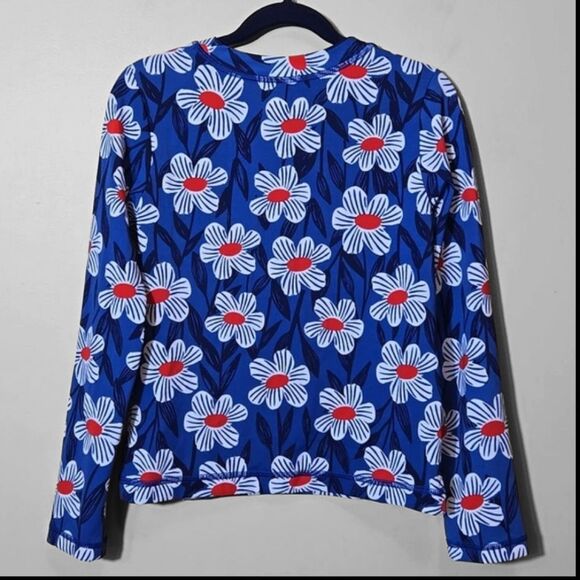 Hanna Andersson Girl's Navy Floral Rash Guard Top Size 8 UPF 50+ Swim Rashguard - Picture 2 of 5
